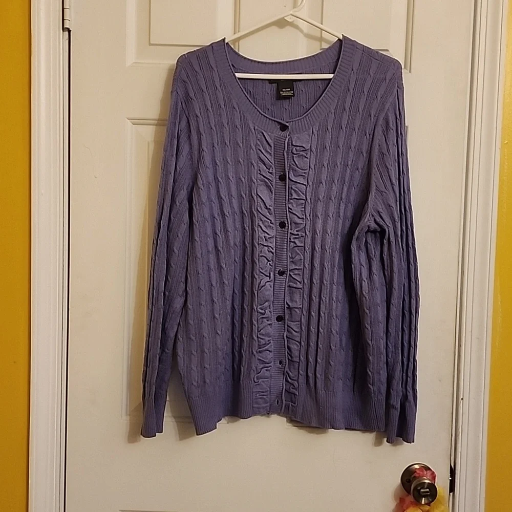 Eddie Bauer Scoop Neck Cable Knit Cardigan Sweater - Picture 2 of 8